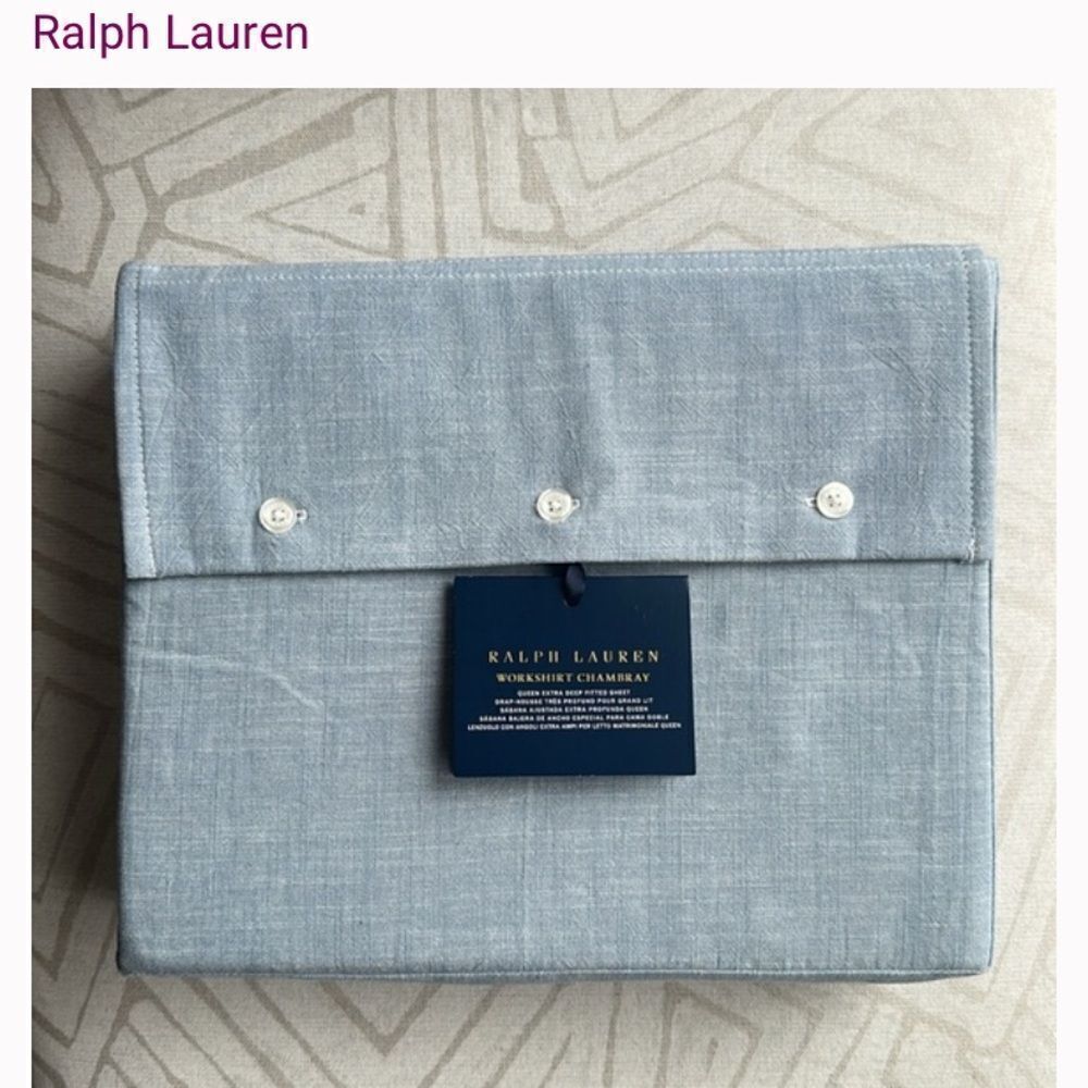 Ralph Lauren Workshirt Chambray  Fitted Sheet - Picture 5 of 6
